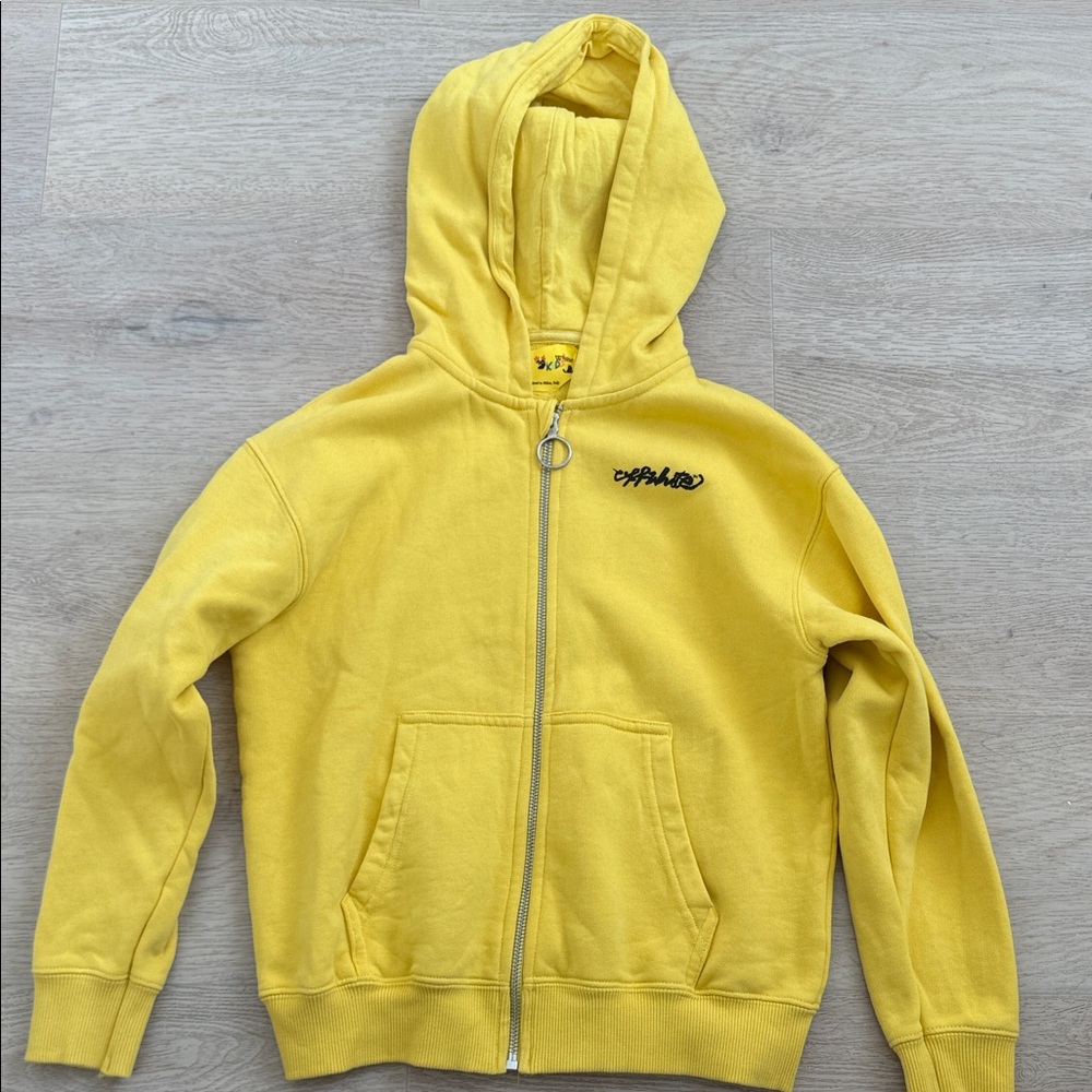 Off-White Kids Bright Yellow Zip-Up Hoodie